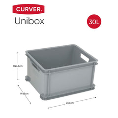 Curver opbevaringskasser 3 stk. Unibox 30 l sølvfarvet