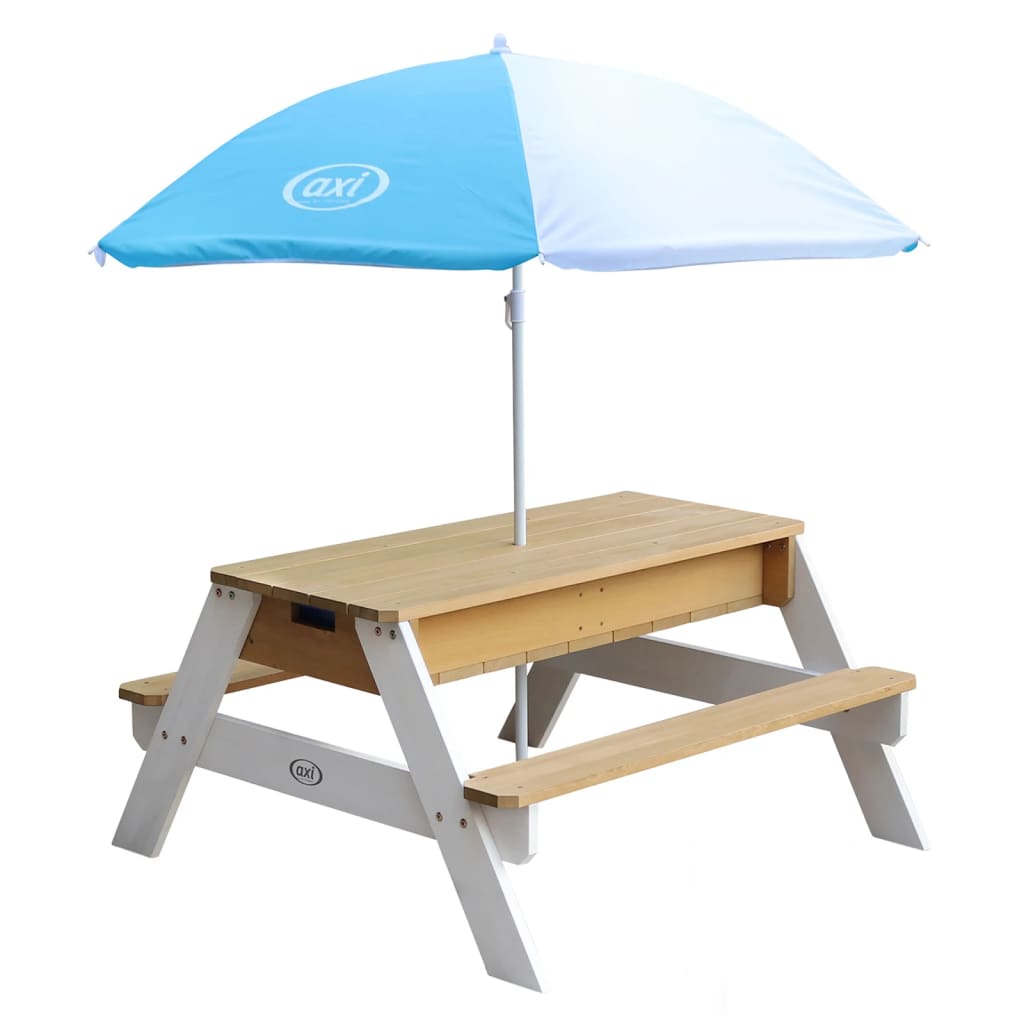 AXI picnicbord Nick sand/vand med parasol brun og hvid