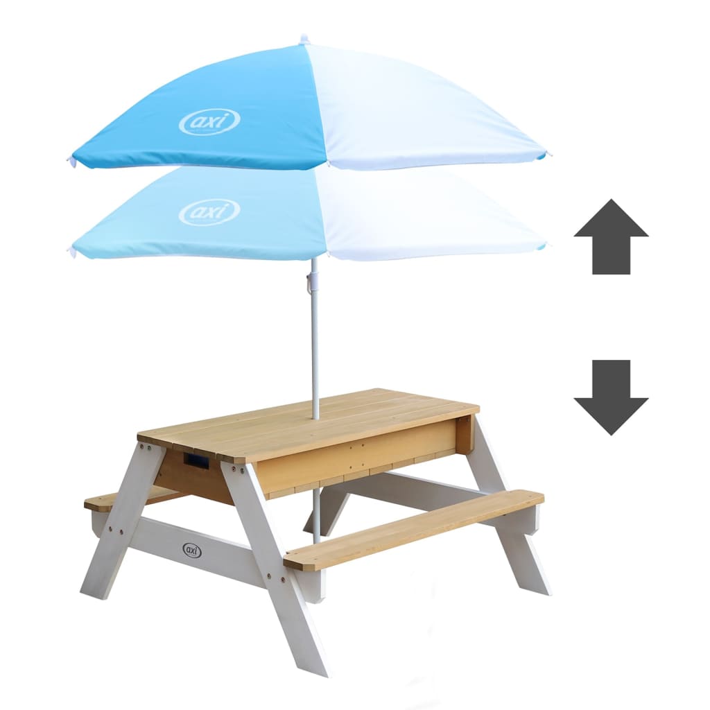 AXI picnicbord Nick sand/vand med parasol brun og hvid
