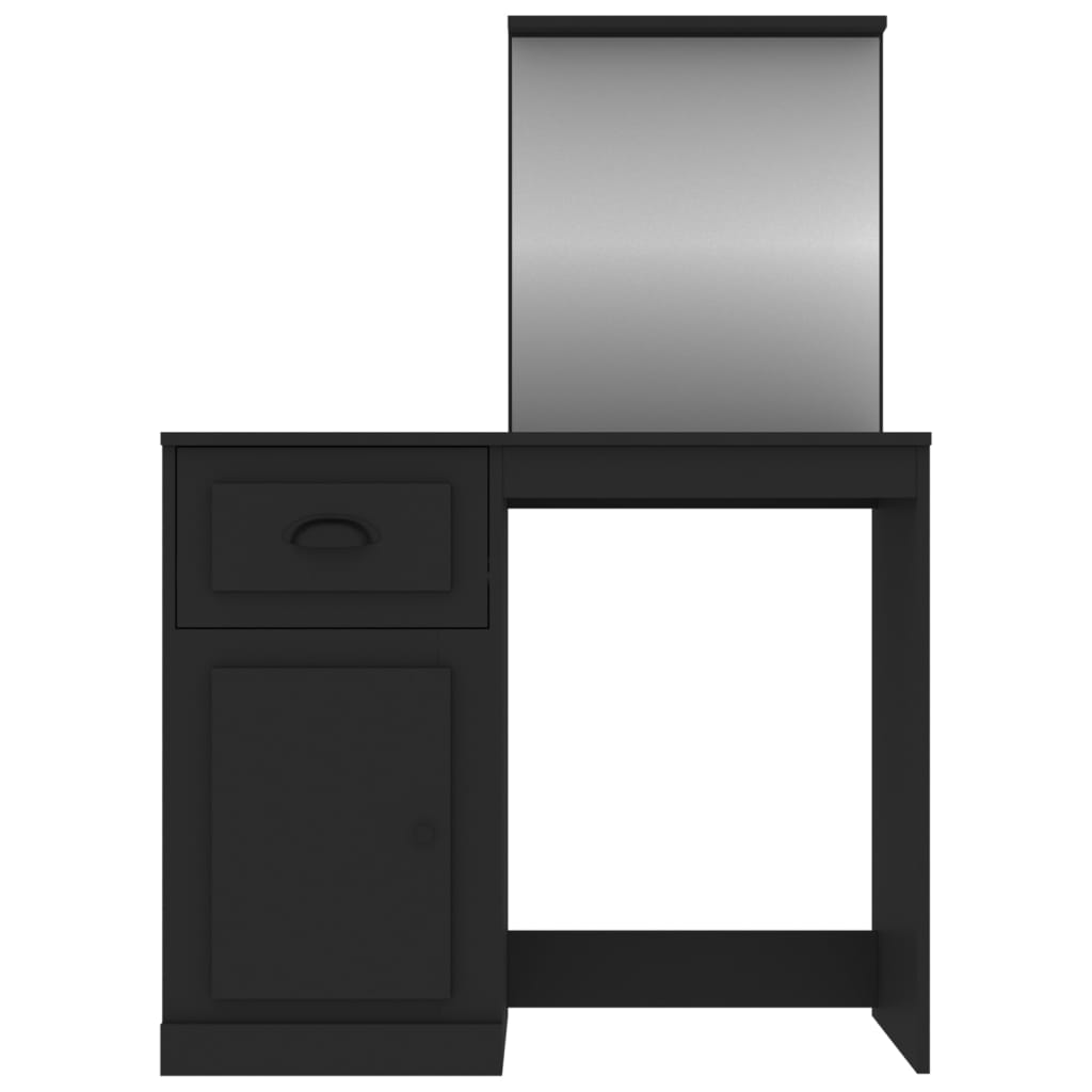 makeupbord med spejl 90x50x132,5 cm konstrueret træ sort