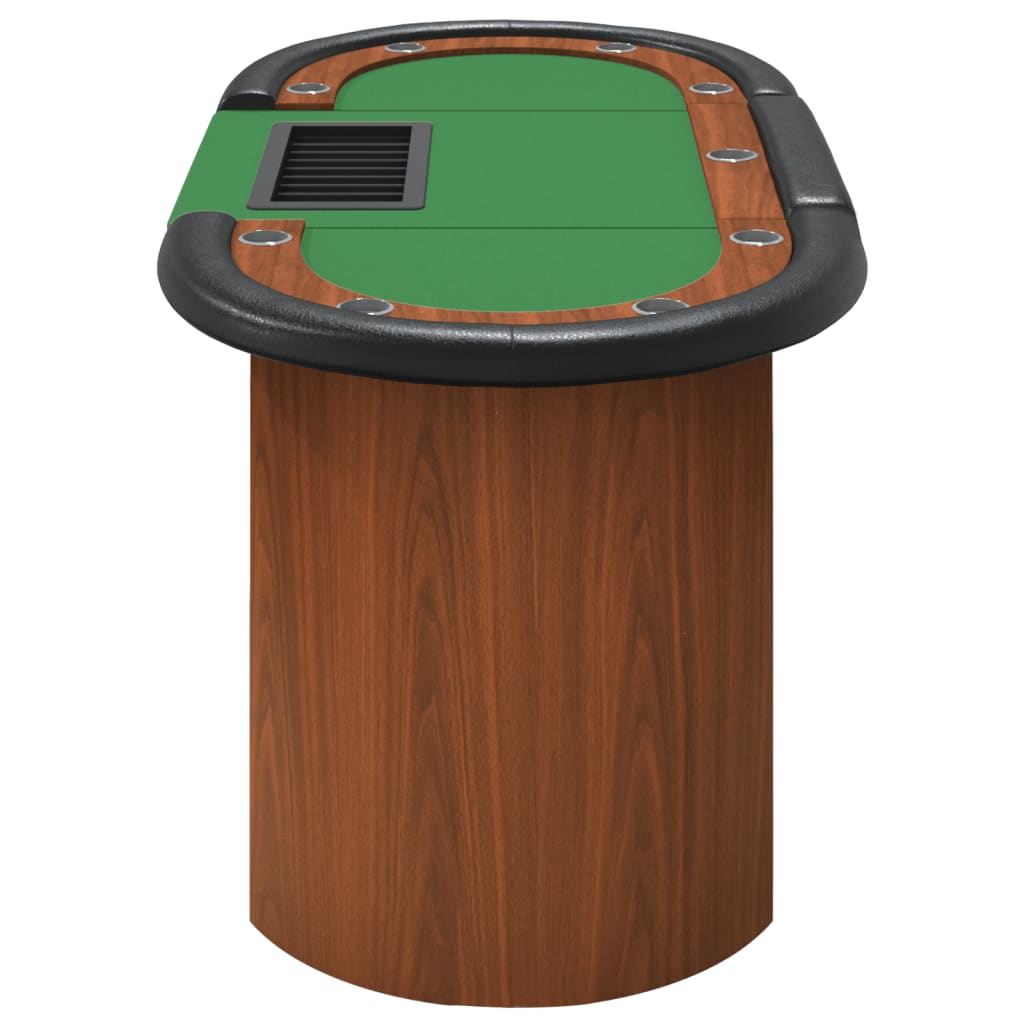 pokerbord 10 pers. 160x80x75 cm med jetonbakke grøn