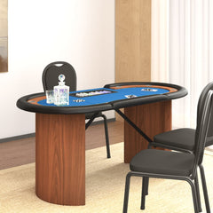 pokerbord 10 pers. 160x80x75 cm med jetonbakke blå