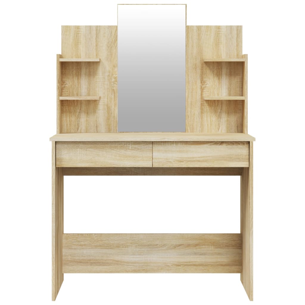 makeupbord med spejl 96x40x142 cm sonoma-eg