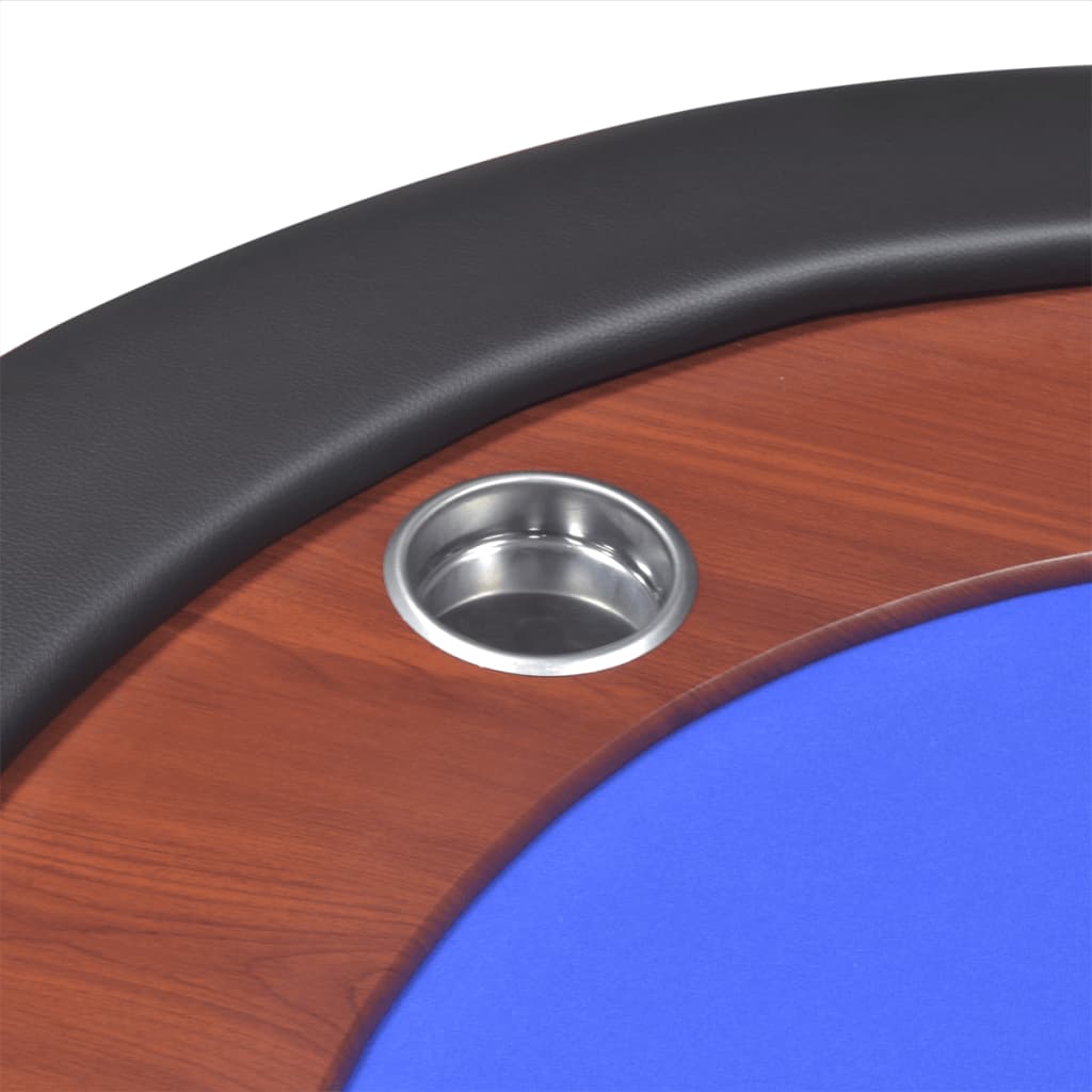 10 pers. pokerbord med dealerområde og jetonholder blå
