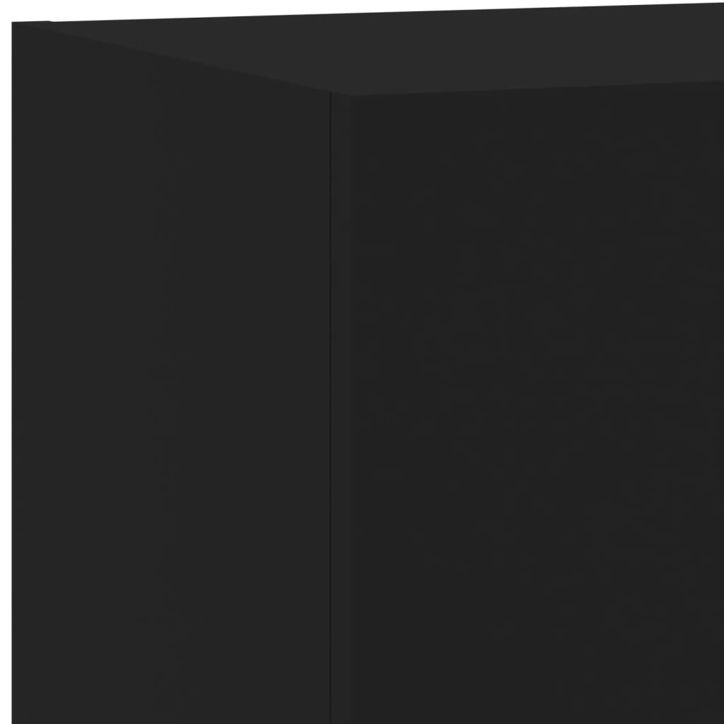 væghængt tv-bord med LED-lys 60x35x31 cm sort