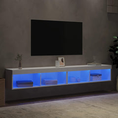 tv-borde 2 stk. med LED-lys 100x30x30 cm hvid