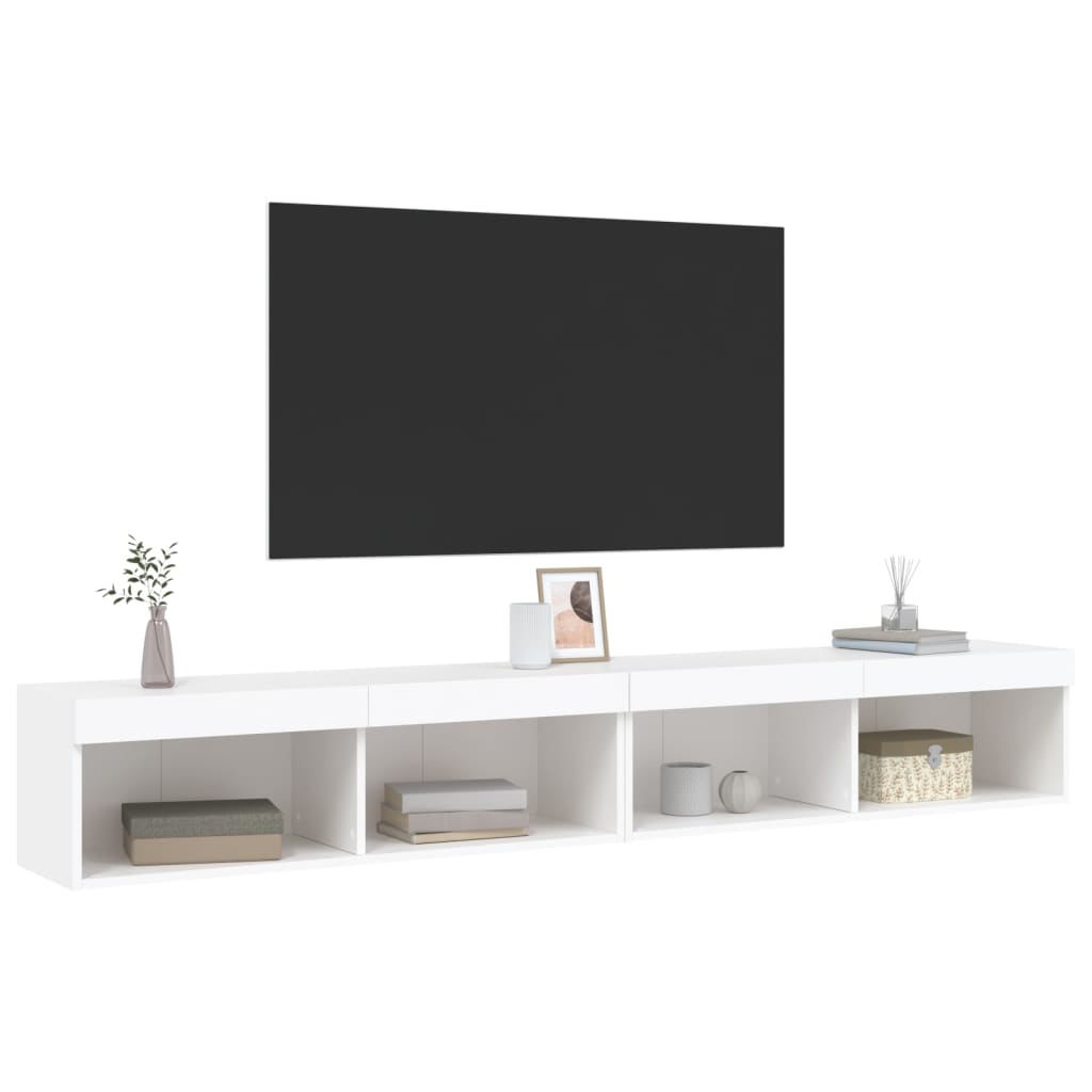 tv-borde 2 stk. med LED-lys 100x30x30 cm hvid