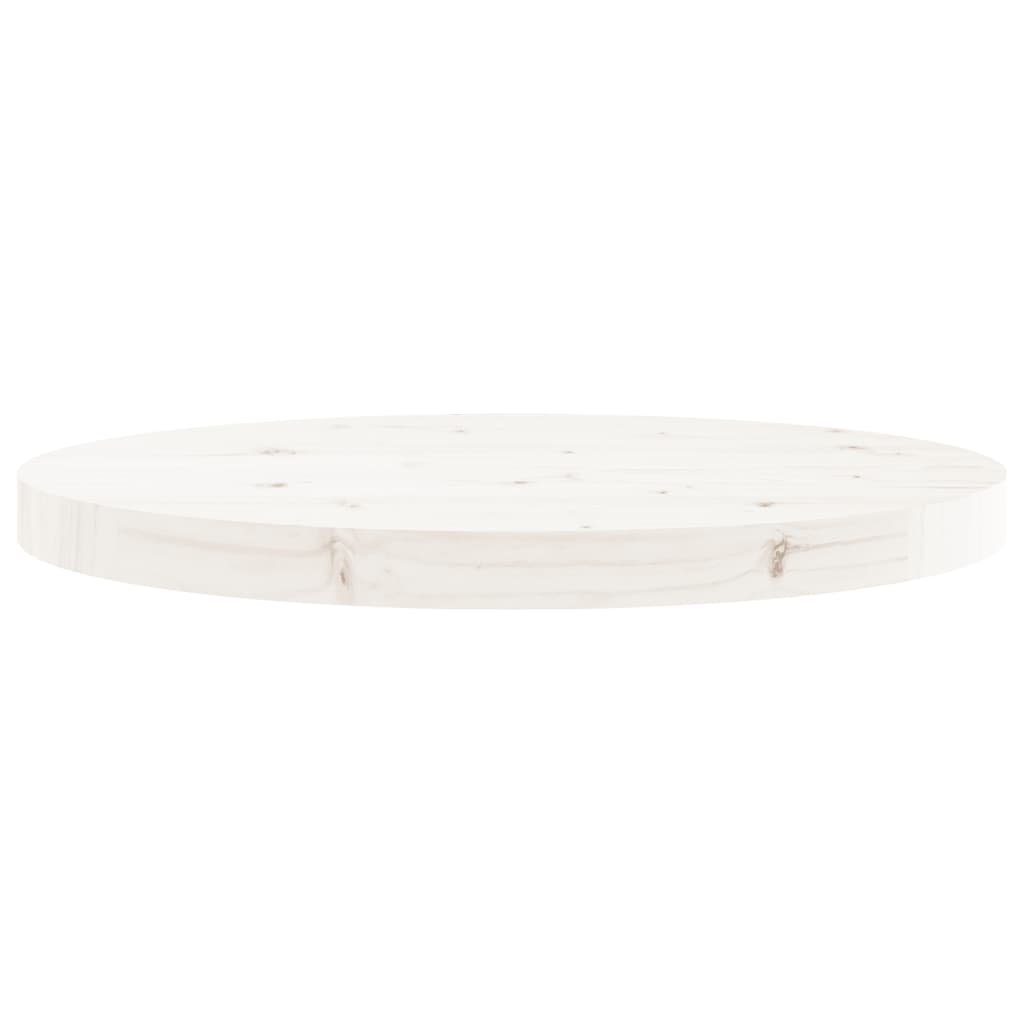 bordplade Ø50x3 cm rund massivt fyrretræ hvid