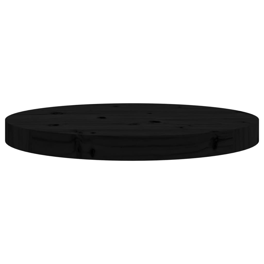 bordplade Ø40x3 cm rund massivt fyrretræ sort