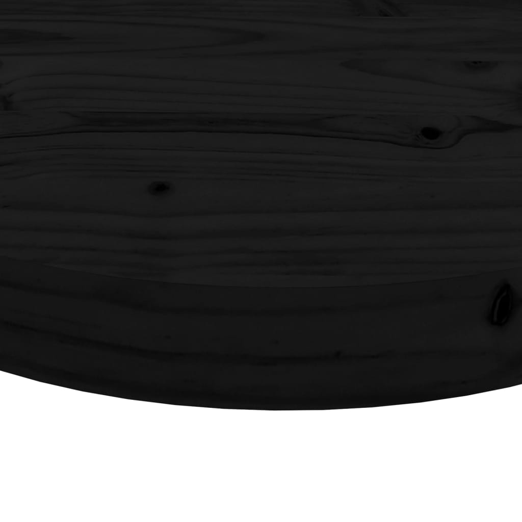 bordplade Ø40x3 cm rund massivt fyrretræ sort