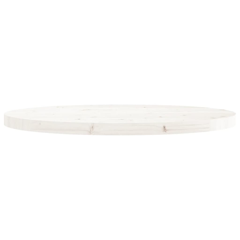 bordplade Ø80x3 cm rundt massivt fyrretræ hvid