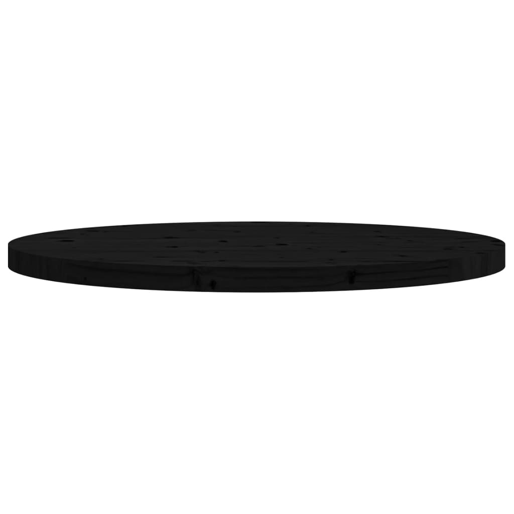 bordplade Ø90x3 cm rund massivt fyrretræ sort