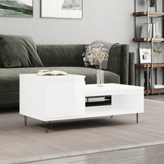 sofabord 100x50x45 cm konstrueret træ hvid højglans