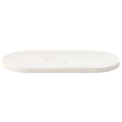 bordplade 70x35x2,5 cm oval massivt fyrretræ hvid