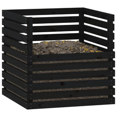 kompostbeholder 80x80x78 cm massivt fyrretræ sort