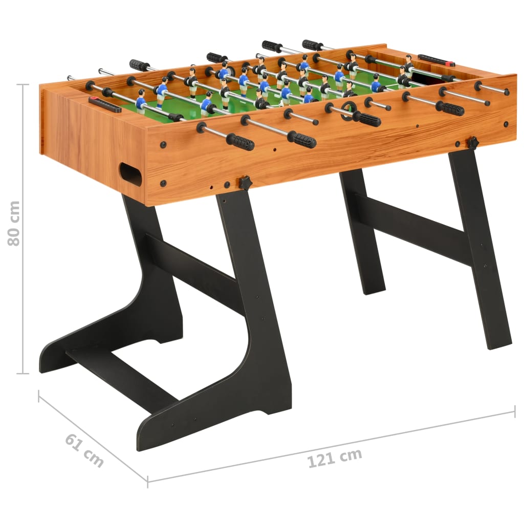 foldbart bordfodboldbord 121 x 61 x 80 cm lysebrun