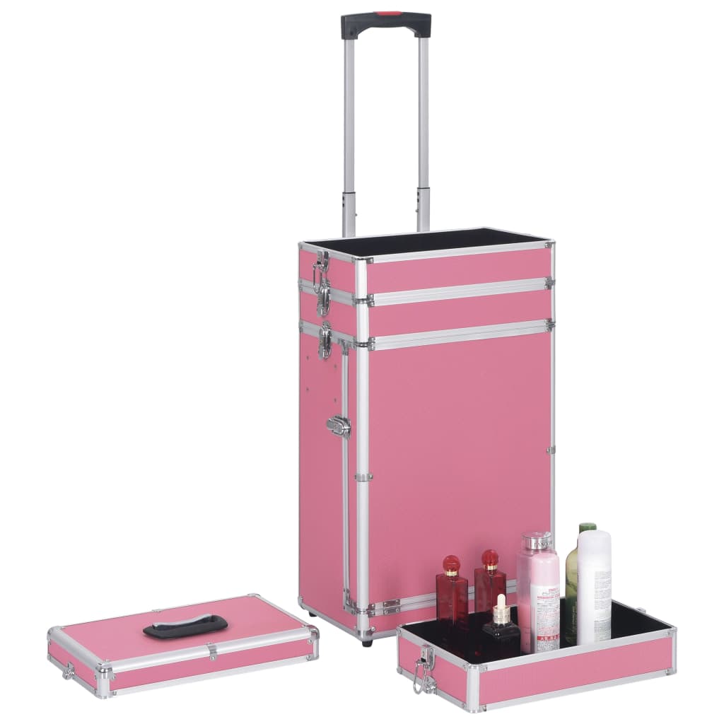 makeupkuffert aluminium pink