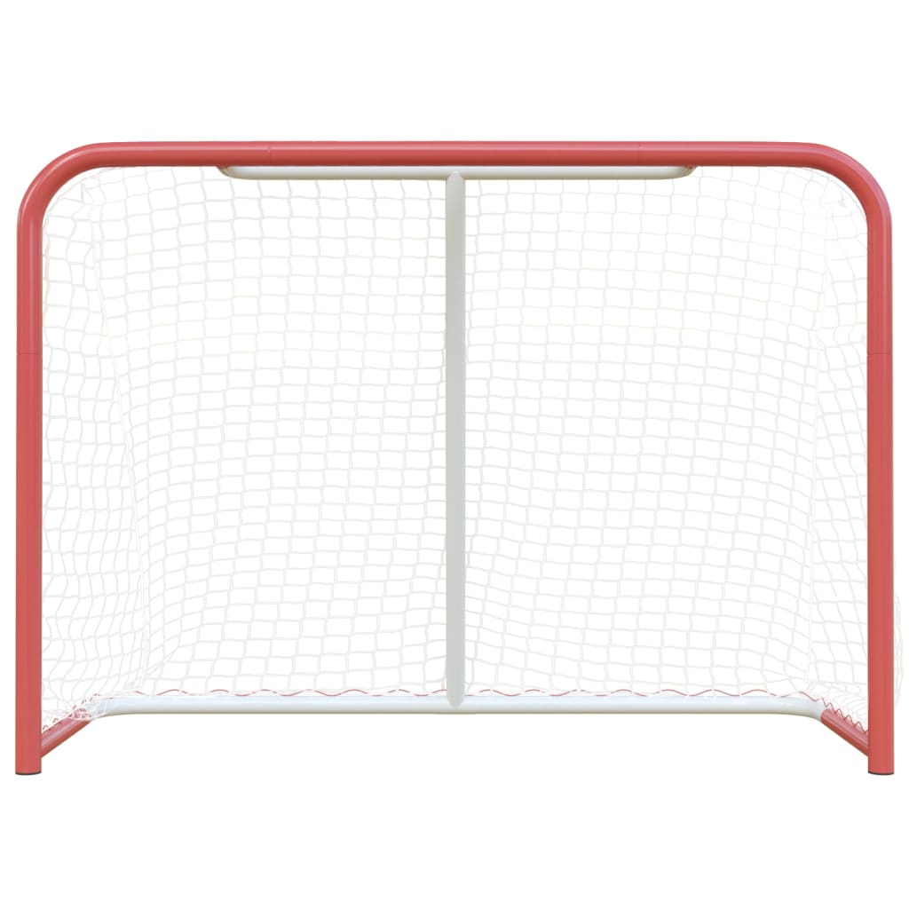 hockeymål med net 153x60x118 cm stål og polyester rød og hvid