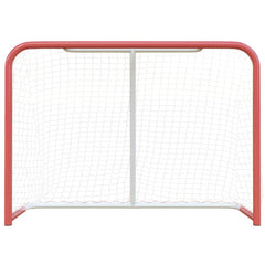 hockeymål med net 153x60x118 cm stål og polyester rød og hvid